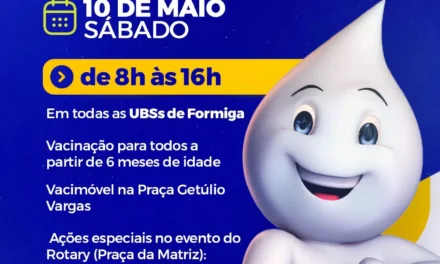 Neste sábado acontece o Dia D de vacinação contra a gripe, em Formiga
