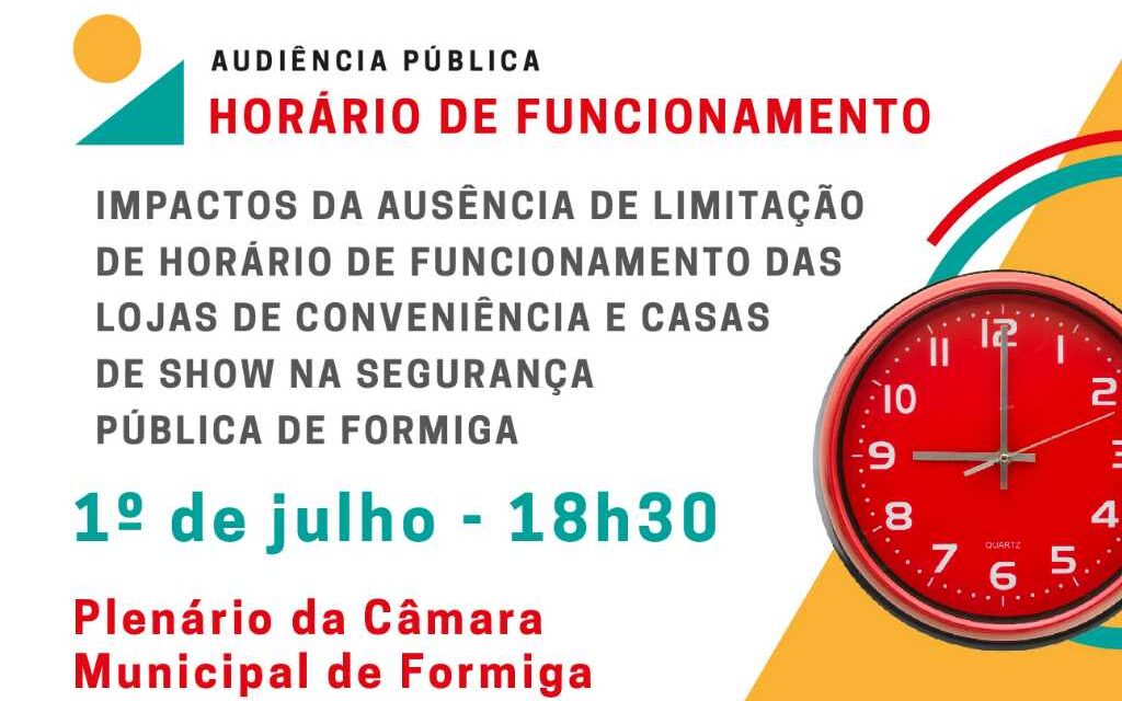 Horário de funcionamento de lojas e casas de show de Formiga será discutido em audiência pública