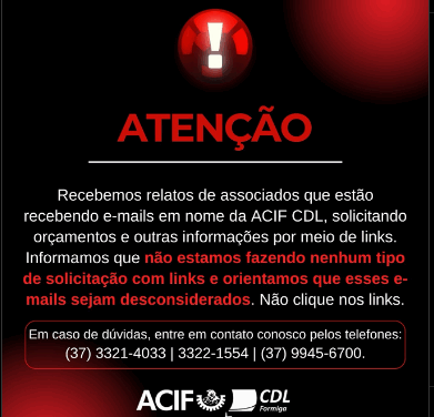 Formiga; empresas sofrem tentativa de golpe com e-mails falsos em nome da ACIF/CDL