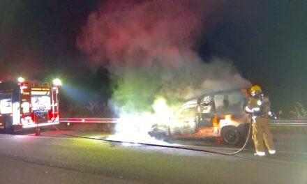 Fiorino pega fogo na BR-381, em Oliveira
