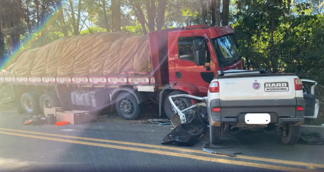 Colisão entre carro e caminhão deixa dois mortos na MG-455
