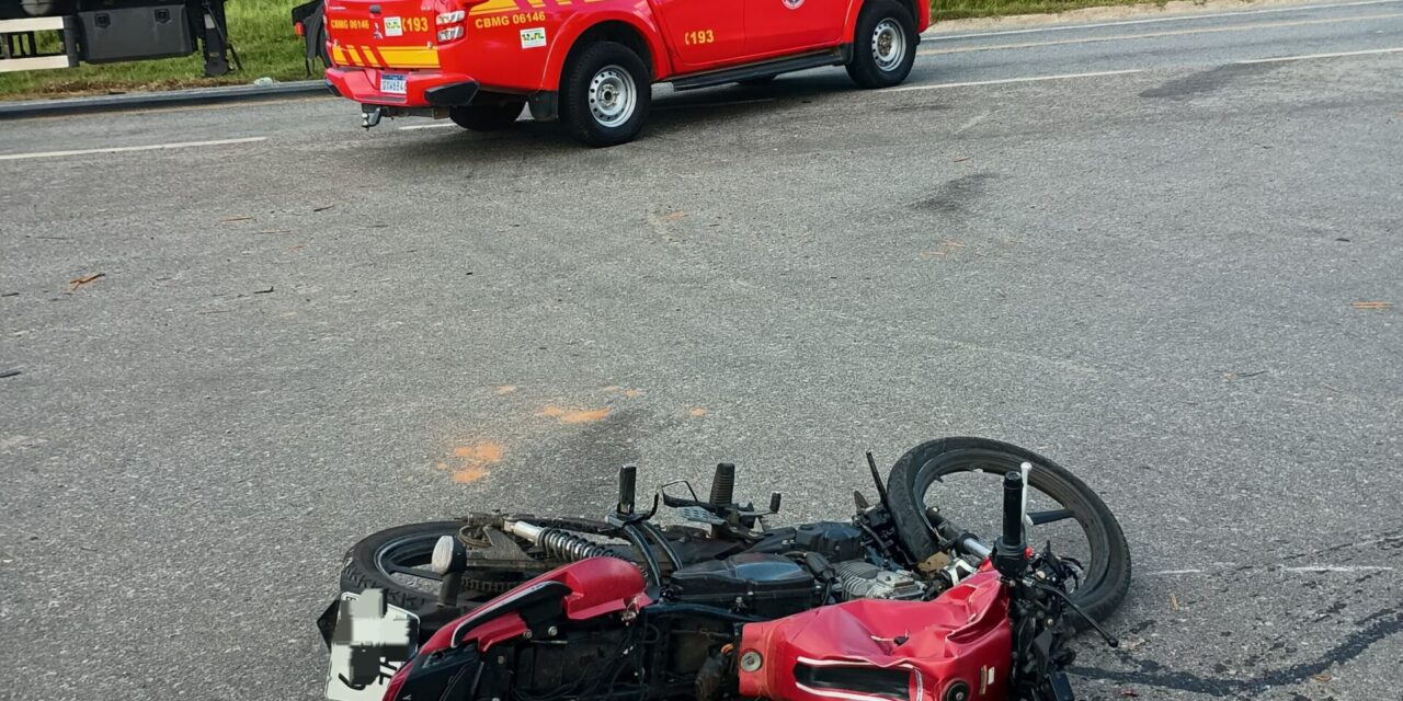 Colisão entre motocicleta e caminhão foi registrada, em Oliveira