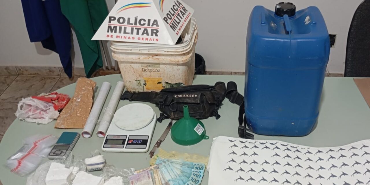 Polícia Militar realiza prisão de duas pessoas por tráfico de drogas, em Pimenta