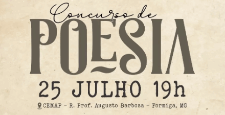 Concurso de Poesia será realizado no dia 25 de julho, em Formiga