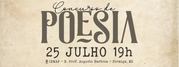 Concurso de Poesia será realizado no dia 25 de julho, em Formiga