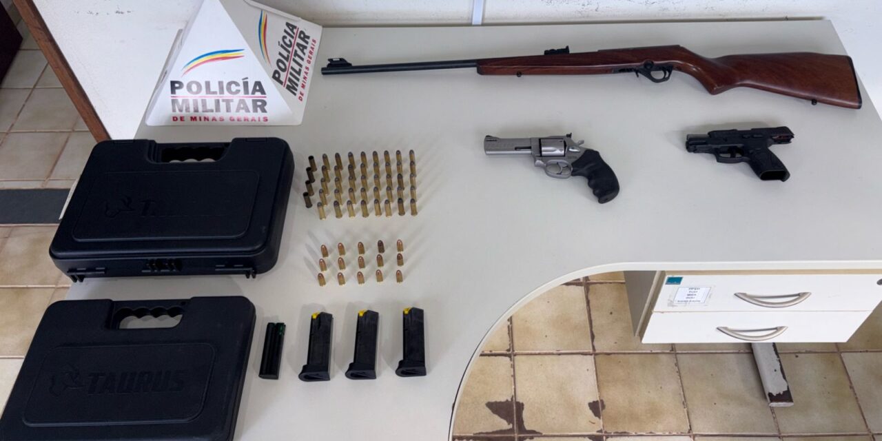 PM apreende 03 armas de fogo, em São Sebastião do Oeste