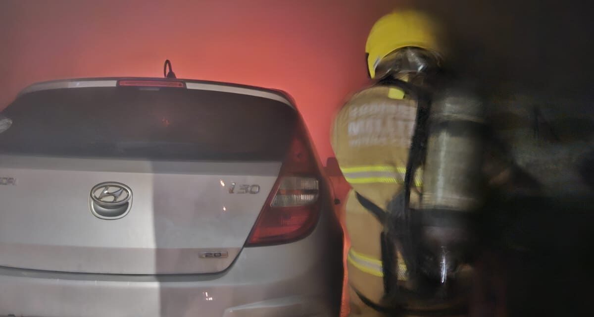 Incêndio em veículo mobiliza bombeiros no bairro Davis, em Campo Belo