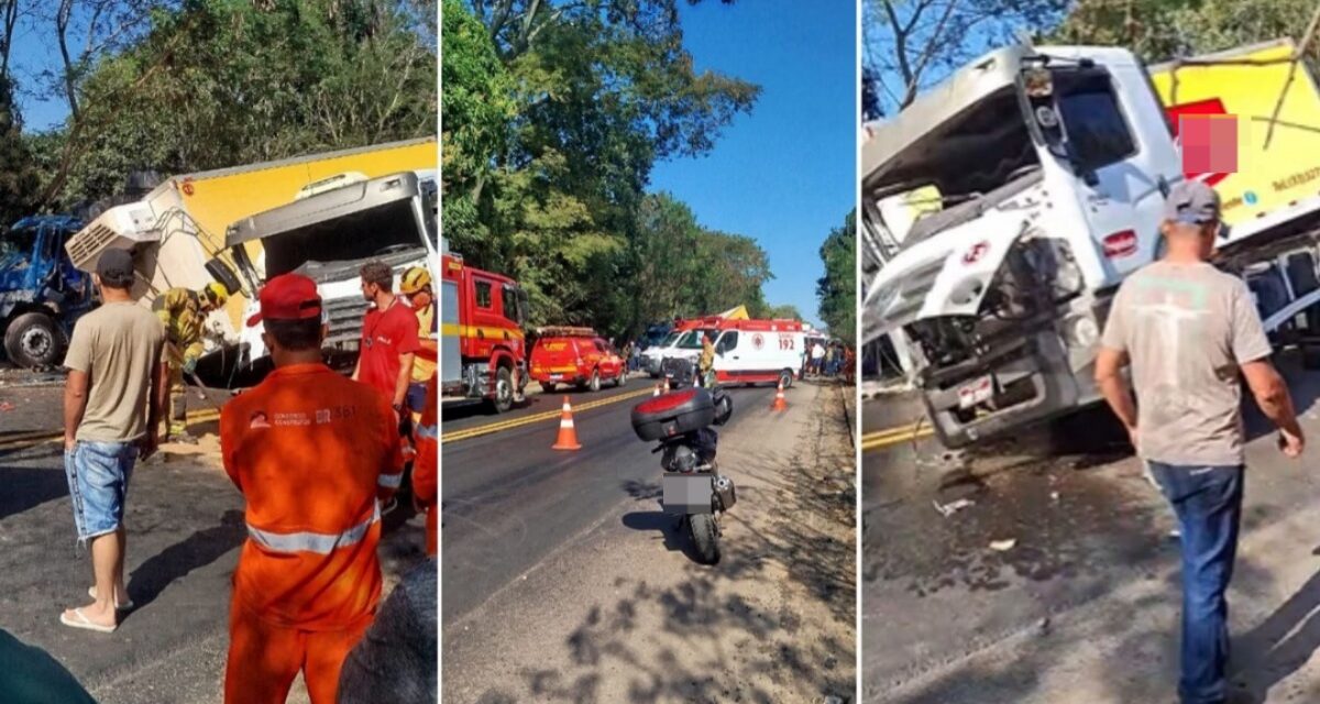Acidente entre caminhões interdita a BR-381 em Governador Valadares
