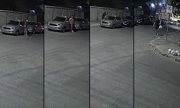 Homem troca de roupa enquanto arromba e furta itens de carro em Contagem