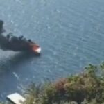 Lancha pega fogo após abastecer em Capitólio