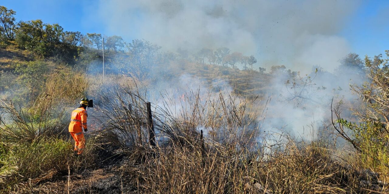 Fogo consome 6.500 m² de vegetação na região do campo Estrelinha, em Formiga