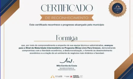Formiga avança para o nível intermediário no programa “Minas Livre Para Crescer’’