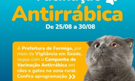 Zona rural de Formiga terá vacinação antirrábica do dia 25 a 30 de agosto