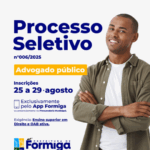 Prefeitura de Formiga abre inscrições para processo seletivo de Advogado Público
