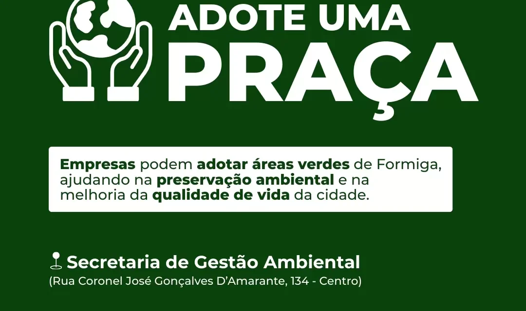 Prefeitura de Formiga abre chamamento público para adoção de áreas verdes