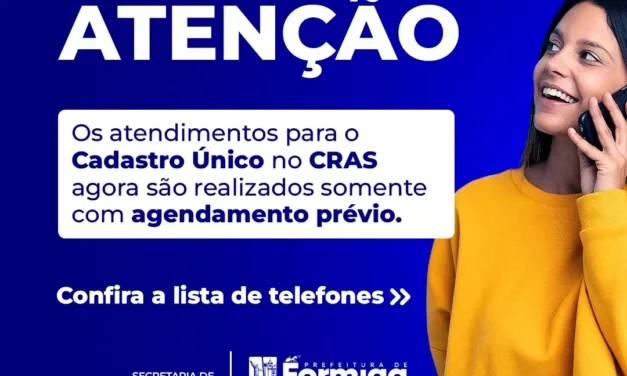 CRAS de Formiga abre agendamento para atualização do Cadastro Único