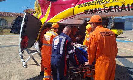 Paciente com queimaduras graves é transferida por helicóptero em operação conjunta entre serviços de saúde e resgate