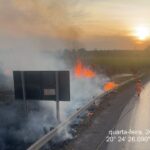 Bombeiros contêm incêndio às margens da BR-354, em Formiga
