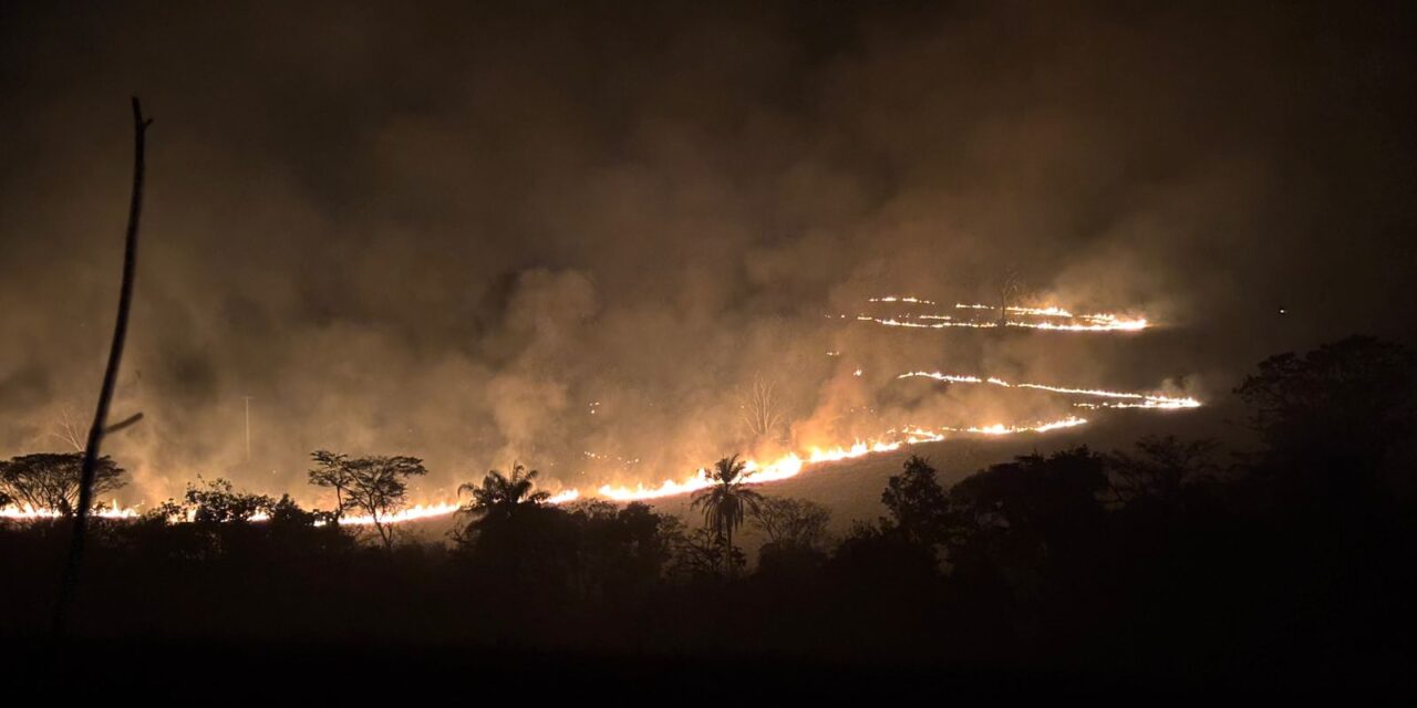 Incêndio de grandes proporções atinge área de pastagem em Campo Belo
