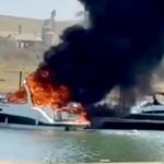Embarcação pega fogo na marina do Clube Furnastur, em Formiga