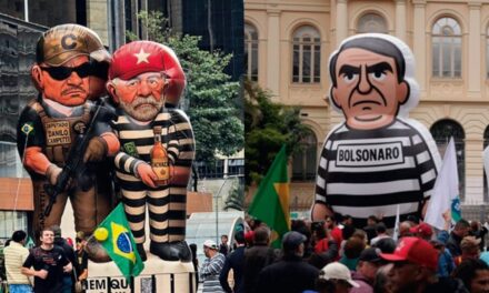 Bonecos de presidiário: atos em SP têm duelo entre Luleco e Bolsoleco