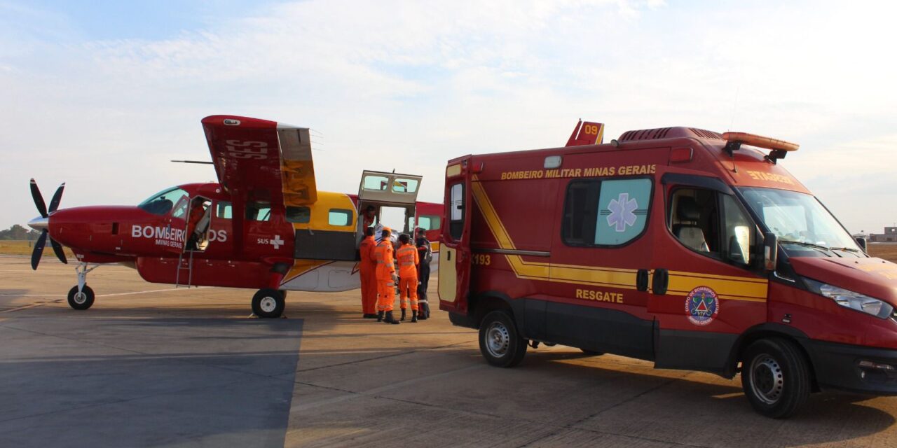 Paciente com queimaduras é transportada por avião do Suporte Aéreo de Vida em Divinópolis