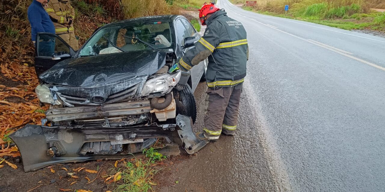 Veículo sai da pista e atinge barranco em trecho da BR-494