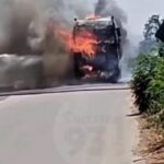 Incêndio destrói carreta às margens da BR-354 em Arcos