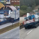 Carreta de 850 toneladas permanece parada há uma semana na Fernão Dias