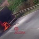 Carreta bitrem pega fogo próximo ao ‘Café dos Motoristas’