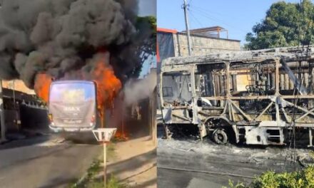 Incêndio destrói ônibus da linha 2290 em Contagem; rede elétrica é danificada