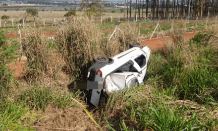 Grávida de oito meses fica ferida em capotamento na BR-429, em Lagoa da Prata