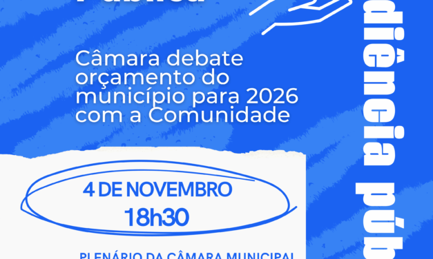 Câmara de Formiga realizará audiência pública para discutir PPA, LDO e LOA de 2026