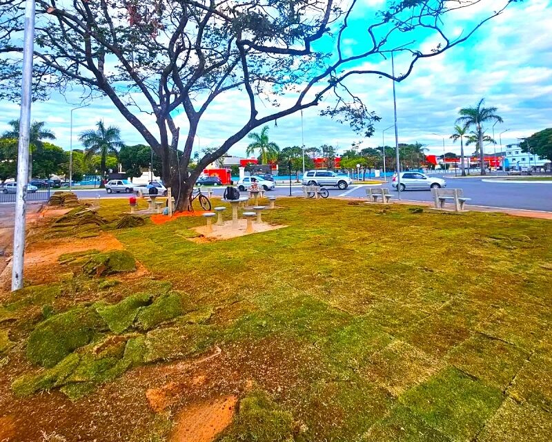 Revitalização do complexo da Rodoviária de Formiga avança com plantio de grama nos jardins