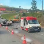 Acidente com cinco veículos deixa dois mortos e um ferido na BR-381, em Extrema