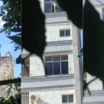 Mulher é flagrada limpando janela pelo lado de fora no 6º andar em Belo Horizonte