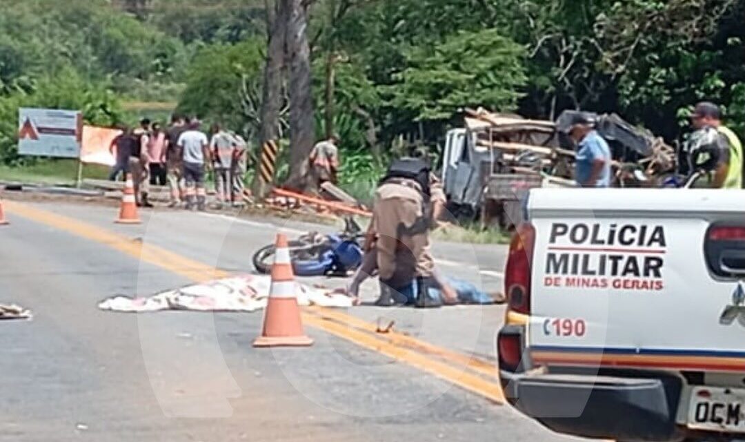 Motociclista morre em colisão com caminhão na MG-050 perto do trevo de Pimenta