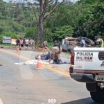 Motociclista morre em colisão com caminhão na MG-050 perto do trevo de Pimenta