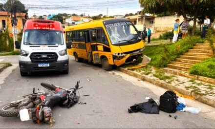 Motociclista morre após colisão com van escolar em Santa Luzia